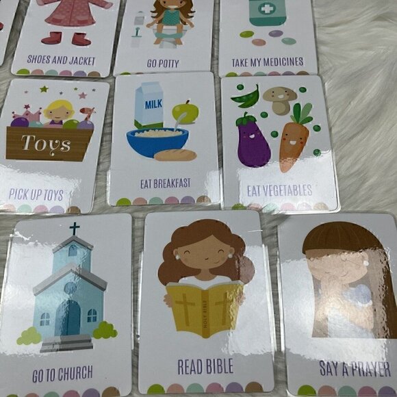 Lot of 29 Flash Cards Chores Laminated Homeschool Visual Picture Rounded Edges - Picture 5 of 8
